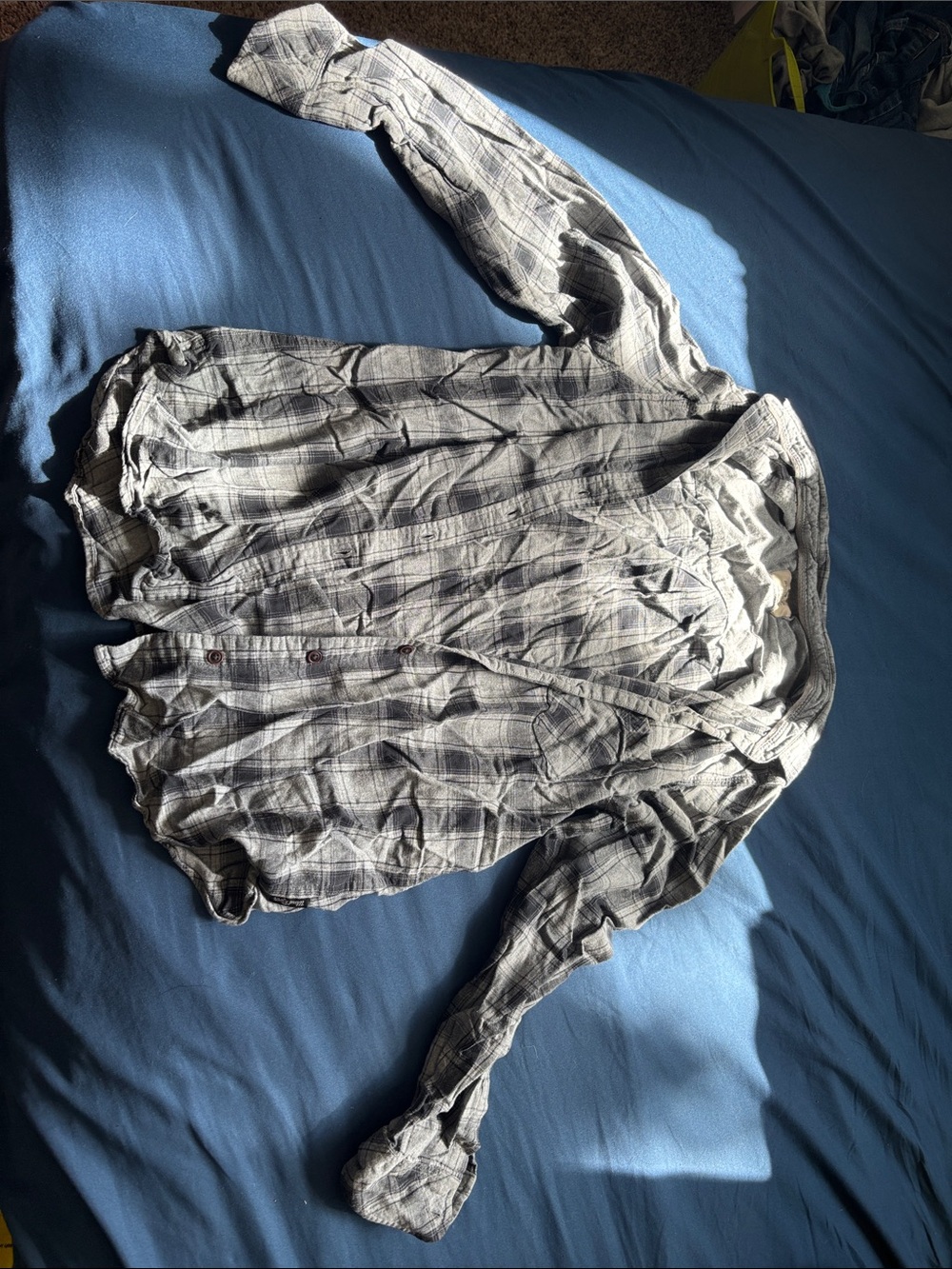 Gray Plaid Button-Up Shirt